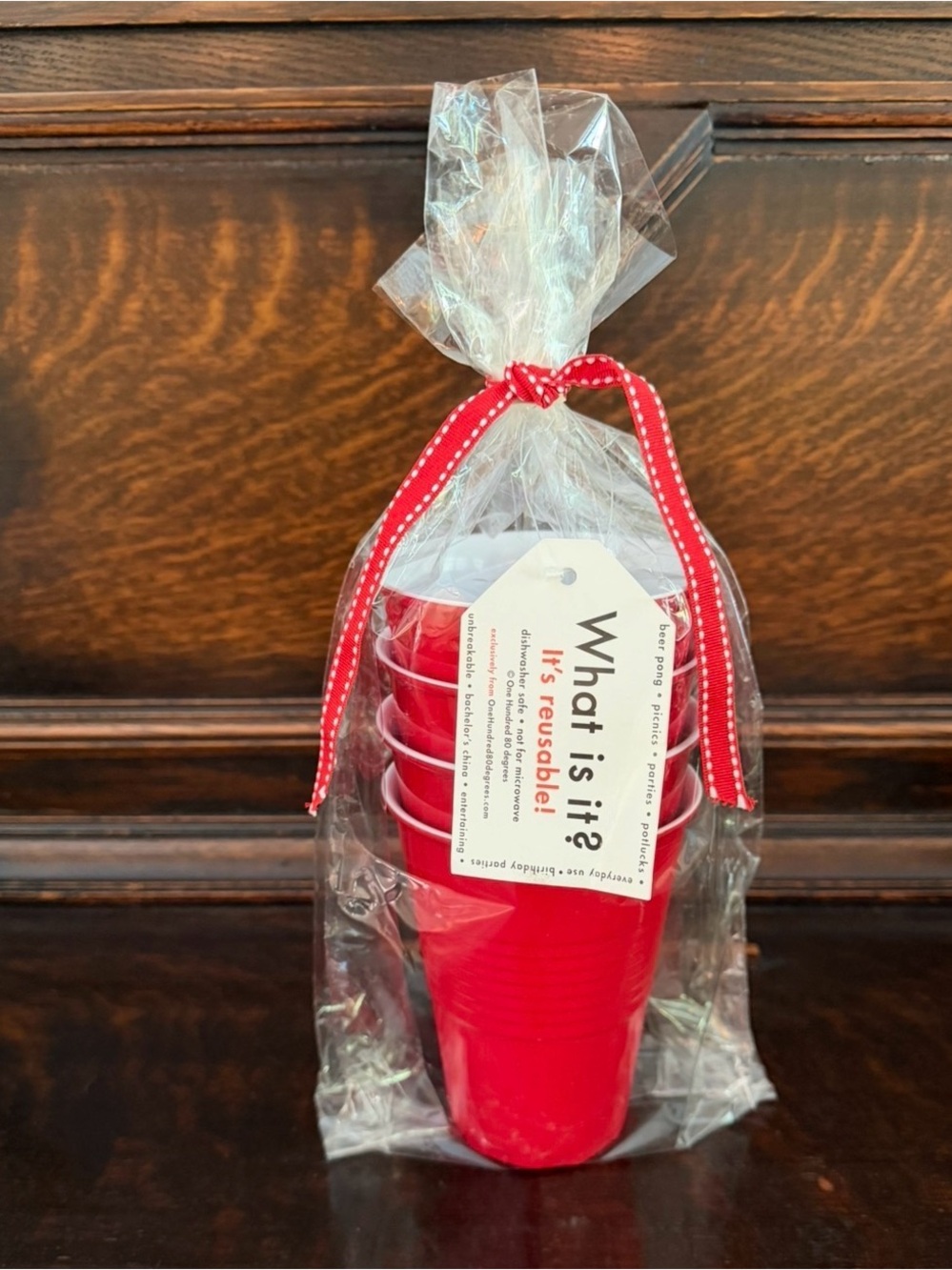 NEW! Gift Pack Set of 4️⃣ Red Reusable Melamine 8️⃣ oz. Cups